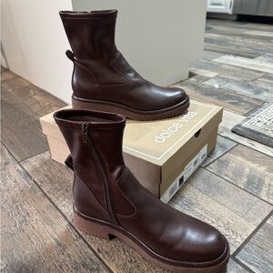 Dolce Vita Dark Brown Leather Mid-Calf Zip Boots